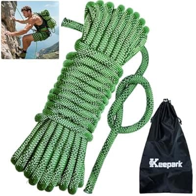[Keepark] Keepark 10.5mm 1/2 Inch Static Climbing Rope - 32FT to 150FT - 9000lbs Arborist Tree Rope, Heavy Duty Rappelling Rope for Adults & Kids Rock Climbing, Fire Rescue, Escape, Caving, Sailing & Swing