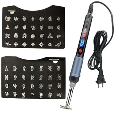 [AKLOPE] 28 Pcs 5/8" Branding Iron for Wood Leather Hats, Alphabet A-Z & 2Antlers Design Gifts for Wedding & Hand Craft for DIY Hat Heat Press, Witchcraft Supplies (28, Stainless Steel)