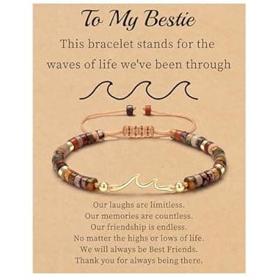[Sistble] Sistble Mothers Day Gifts for Women, Wave Bracelet Inspirational Gifts Natural Stone Beaded Bracelets Life Is Tough Cheer Up Spiritual Thoughtful Get Weel Gift Birthday Summer Beach Jewelry