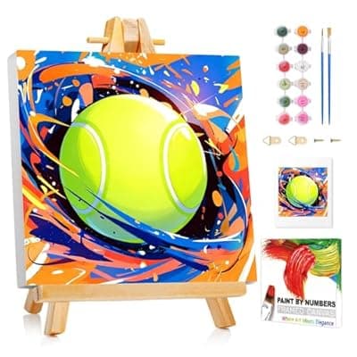 [XTCIXAL] XTCIXAL Paint by Numbers Kit for Kids with Frame, Tennis Paint by Number Kids Age 5-8-12, Paint by Number with Frame for Gifts and Decor 8X8 Inch