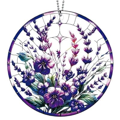 [JZILU] Purple Christmas Ornaments 2025, Violets & Lavender Ornaments for Tree, Elegant Beautiful Flower Ornament, Clear Acrylic Christmas Ornament for Gift Exchange