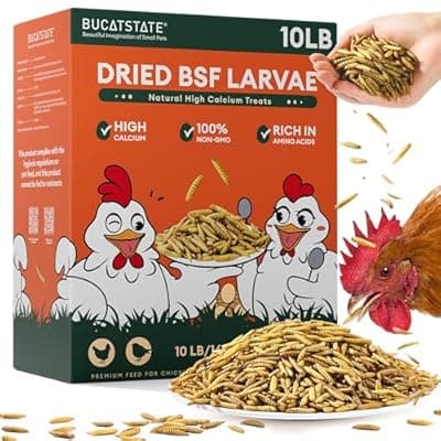 [BUCATSTATE] BUCATSTATE 10LB Dried Black Soldier Fly Larvae | 85x More Calcium Than mealworms | High Protein Non-GMO BSFL Treats for Chickens, Ducks, Wild Birds, Reptiles, Hedgehogs & Pond Fish