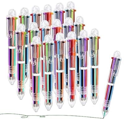 [Mluchee] Mluchee 12 Pack Multicolor Pen In One 6-in-1, Backs to School Gifts for Students, Fun Pens for Adults Party, Cool Cute Bulk Rain-bow Pens 0.5mm Ballpoint for Christmas New Year