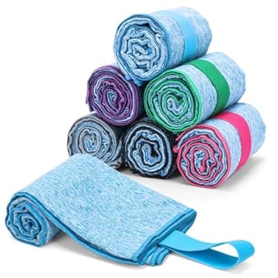 [KISS QUEEN] KISS QUEEN 6 Pack Sweat Towels for Men Women Working Out Lightweight Quick-Dry Microfiber Gym Towel for Running Fitness Yoga Tennis Riding Hiking Exercise Fishing(6 Pack(Blue))