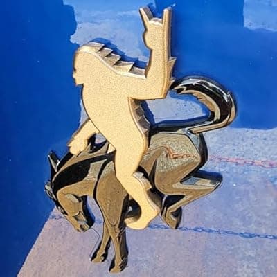 [ZAGEVIVIN] Bronco Sasquatch Emblem Overlay Decal, 3x4 Inch, Black Metallic, Weather-Resistant 3M Adhesive, 2021-2025 Models (Bronze Metallic, Rock Out)