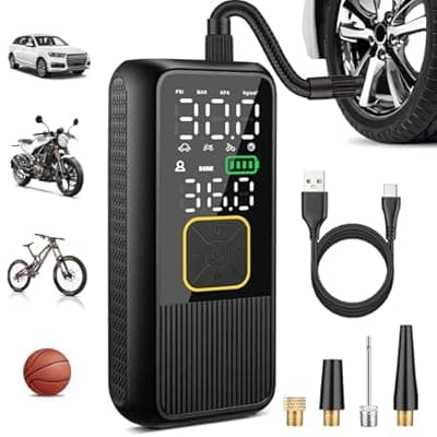 [Pwperry] Pwperry Tire Inflator Portable Air Compressor, 4X Faster 150PSI Smart Air Pump for Car Tires with Digital Pressure Gauge, Portable Fast Tire Inflator for Car, Bike, Motorcycle, Balls