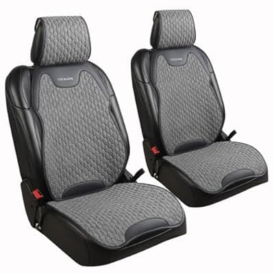[Gripure] Gripure Breathable Linen Car Seat Cover Protector for Front Seats – Durable, Non-Slip, Airbag Compatible, Universal Fit for Sedans, SUVs, Pickups (2pcs, Gray)