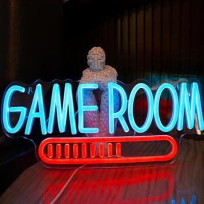 [KATMBFUE] KATMBFUE Game Room Neon Sign, Gaming Neon Signs for Wall Decor, USB Powered Gamer Neon Lights for Teen Kids Room Man Cave Decor, Best Gifts Led Gaem Room Decor Accessories 15.35 * 11.81 inches