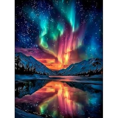 [Lophomie] Lophomie Diamond Art Kits for Adults, 5D Northern Lights Diamond Painting Kits for Adults Beginners, Full Drill DIY Diamond Dot Gem Art Crafts for Home Wall Decor 12x16 Inch (Aurora)