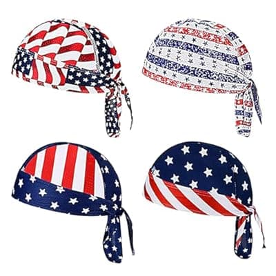 [Yafacuha] Yafacuha Do Rags Skull Caps for Men Breathable Moisture Wicking Pirate Hat Helmet Liner Running Cotton Hat for Women Multi