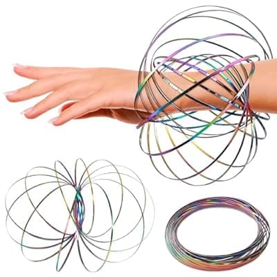 [Kotko] Flow Ring Spinner Arm Tool – 5.1" Durable Corrosion-Resistant Stainless Steel Geometric Sensory Fidget Arm Spinner – Smooth, Foldable, Stretchable Magic Flow Bracelet for Relaxation, Tricks & Play