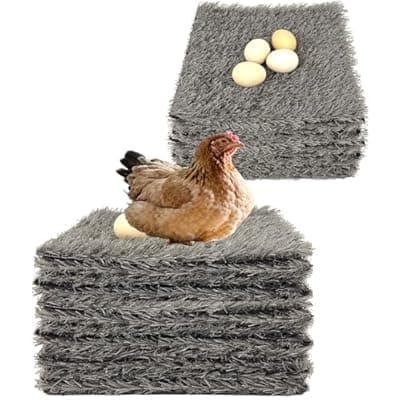 [Neehows] Neehows 12 Pack Chicken Nesting Pads for Chicken Coop, 11.8"x11.8" Reusable Plastic Artificial Grass Nesting Box Pads Washable Laying Eggs Turf Egg-Protecting Mats for Coops, Pets & Crafts - Grey