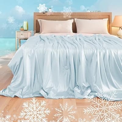 [LaffyLo] LaffyLo Cooling Comforter Full XL 78x87 for Hot Sleepers & Night Sweats, Lightweight Cool Touch Blanket for Bed, Dorm, Guest Room & Outdoor Camping, Trave, Light Blue