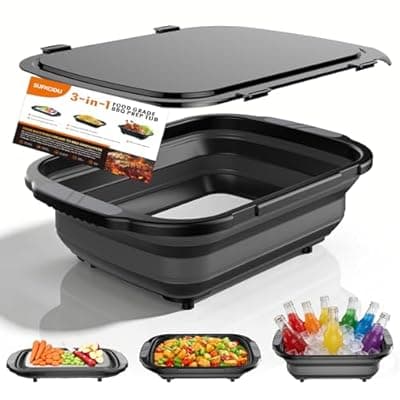 [sufkodu] sufkodu BBQ Prep Tub,Built-in Titanium Cutting Board, Large-Capacity（5.3Gal/20L） Foldable Cutting Board, with Locking Lid, Strong Sealing and Leak-Proof Design. Suitable for Kitchen and Outdoor.