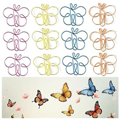 [Upquzzfy] 20 Pcs Metal Butterfly Shaped Paper Clips Set - Cute Office Supplies for School,Home Decor - 4 Colors