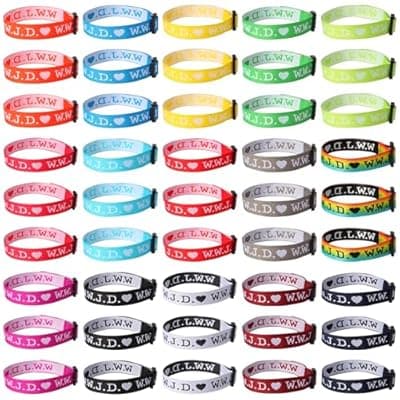 [Mersper] Mersper WWJD Bracelet Pack for Women Men, What Would Jesus Do Bracelets Adjustable Webbing Wristbands for Christian Gifts, Church Gatherings, Fundraisers & Daily Inspiration 15/30/45PCS