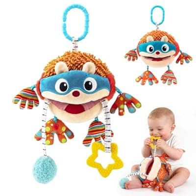 [littlove] Baby Car Seat Toys Hanging - Sensory Ball Travel Toys for 6 7 8 9 10 11 12 Monthes with Rattle, Teether, Squeaky, Crinkle,Textures, Soft Montessori Plush Toys Newborn Gift Boys Girls Infant Roadtrip