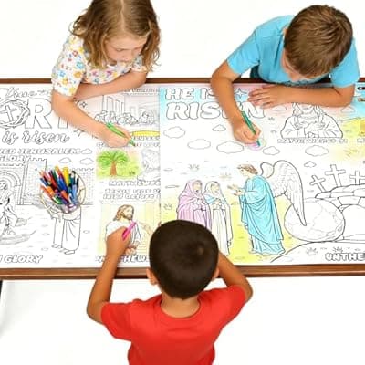 [TOLGOE] TOLGOE Giant Easter Coloring Posters for Kids - 2PCS 35" x 31" Paper Coloring Banner/Table Cover for School Parties and Special Events Decoration (No Markers)