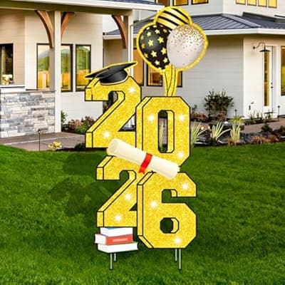 [sewrung] 2026 Graduation Decorations - 3.5FT Large Class 2026 Graduation Yard Sign Yard Decorations Congrats Graduation Lawn Signs 2026 Grad Yard Signs with Stakes for Outdoor Indoor Congrats Graduation Party 