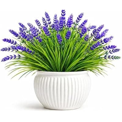 [ENXWEI] ENXWEI Artificial Flowers for Outdoors, 8 Bundles Faux Silk Spring Flowers for Outside for Planter Front Door Porch Yard Patio Window Box Home Decor (8pcs-Purple)