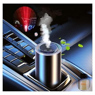 [mudong] Smart Car Air Fresheners Rechargeable Fashionable Starry Sky Auto On/Off 50ml French Natural Perfume Ultrasonic Atomizer Car Perfume Humidifier Adjustable Concentration Lasts 5 Months(Black)