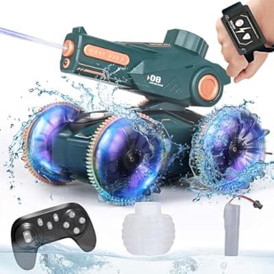 [KB KAIBO] KB KAIBO 3-in-1 Remote Control Car, RC Boat & Water Gun - Amphibious RC Car for Land & Water, Adjustable Speed, Waterproof, Perfect Valentines Birhtday Gifts for Kids-Green