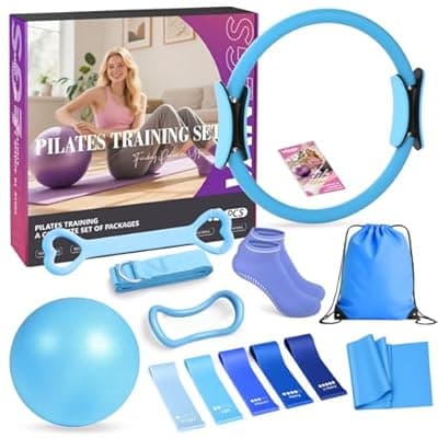 [Vanlgs] Vanlgs Pilates Kit 13Pcs Home Pilates Essentials Workout Kit with 13" Ring, 10" Ball and Resistance Bands for Women at Home Pilates Equipment Set for Beginners