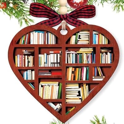 [JUNQIU US] Book Ornament, Book Lovers Gifts - Book Ornaments for Christmas Tree, Bookworm, Book Club, Bookish, Library, Bookshelf Ornament - Gifts for Book Lovers Women