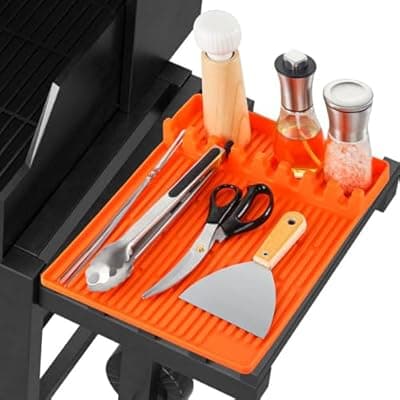 [YOJOB] Silicone Grill Mat for Blackstone Silicone Griddle Tools Mat with Drip Pad Grill Pad for Outdoor Grill Kitchen Countertop (Orange)