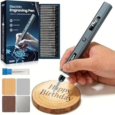 [Vanlgs] Vanlgs Engraving Pen for Metal Wood Glass Plastic, Engraving Tool with LED Light, 31 Bits, Cordless, 5 Speeds, Rechargeable, Engraver Kit Craft Easter Gifts for for Teens Adults Beginner, Dark Gray