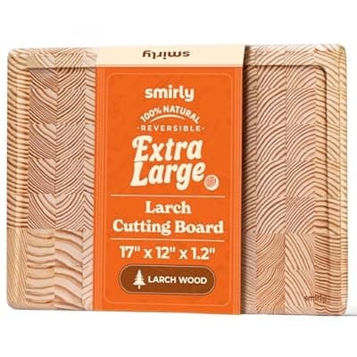 [SMIRLY] Smirly Non Toxic Larch Cutting Boards for Kitchen [1.2" Thickness][17"Extra Large] Cutting Chopping Board with Deep Juice Groove Heavy Duty & Easy Clean