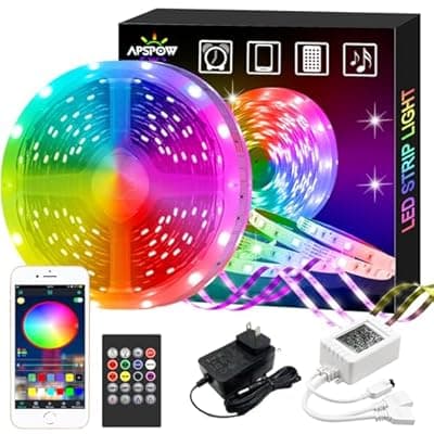 [APSPOW] APSPOW LED Strip Lights 100ft, Bluetooth and APP Control, Multicolor RGB Light Strips, Music Sync Color Changing for Bedroom Indoor