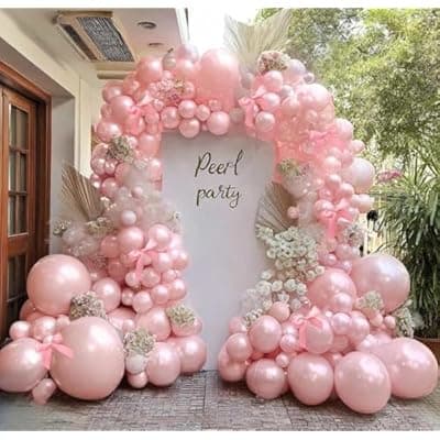 [feilebalon] Pearl Pink Balloons Different Sizes Double Stuffed Pastel Baby Pale Pink Pearl Balloon Arch Garland Kit 18/12/5in with Bow for Bridal Wedding Birthday Baby Shower Coquette Party Decorations