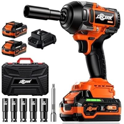 [Decerk] DECERK 900Nm High-Torque Impact Wrench - Covers 94% of OEM Torque Specs for Trucks, SUVs & Farm Equipment [4000mAh Dual Batteries] [1/2 Inch Driver] [21V MAX] Brushless, Cordless, Electric, Power,Gun