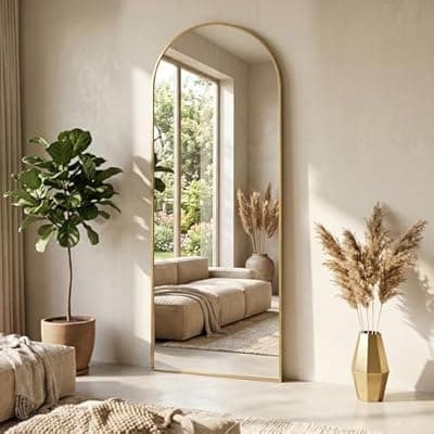 [NBGV] NBGV 70"x27" Floor Mirror Full Length, Arched Full Length Mirror with Stand, Large Full Body Mirrors for Bedroom Living Room or Cloakroom Gold