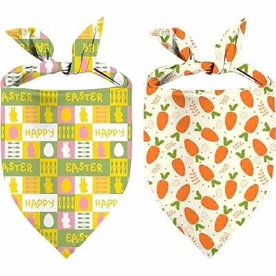 [XGXHZYLC] Easter Dog Bandana, 2 Pack Adjustable Holiday Party Pets Easter Egg Bandana Triangle Bibs Rabbit Dog Cat Scarf Set