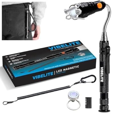 [VIBELITE] VIBELITE Gifts for Men, Magnetic Flashlight with Tool Magnetic Lanyard, Telescoping Magnet Pickup Tool, Cool Gadgets Valentines Day Gifts for Him, Men, Teen Boys, Husband, Boyfriend