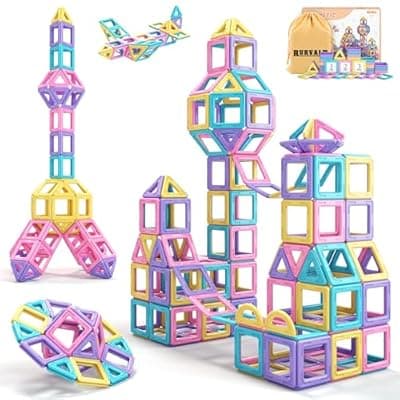 [Rurvale] Toddler Girl Toys, Magnetic Tiles 44pcs, Birthday Gifts Ideas for Girls Age 3-5, Magnetic Building Blocks, Magnet STEM Montessori Toddler Kids Christmas Toys Gifts for 3 4 5 6 7 Year Old Girls