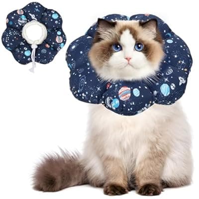 [ComSaf] ComSaf Soft, Protective Adjustable Cat Cone Collar to Stop Licking After Surgery, Comfortable Lightweight Elizabethan Collar for Large Cat and Small Dog, Dog Recovery Collar Prevents Licking Wounds