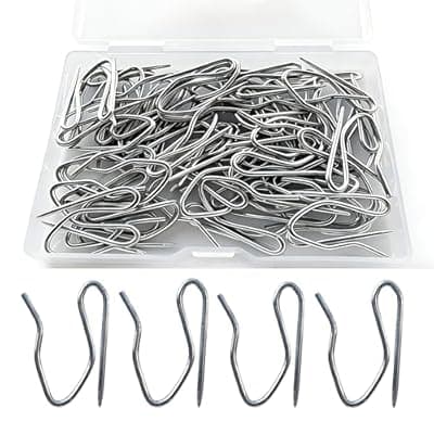 [JCL] Curtain Hooks for Drapes, 1.22 inches Rustproof Metal Drapery Pin and Hook for Pinch Pleat Curtain, S-Shaped Pin-On Hook for Door, Shower, Window, RV Curtains(59 PCS, Silver White)