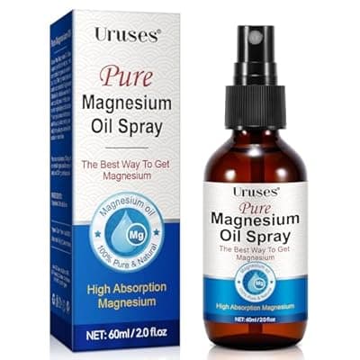 [Uruses] Pure Magnesium Oil Spray, Magnesium Oil for Feet, Topical Magnesium Spray for Feet,Magnesium Body Oil, Glass Bottle, Easy to Absorb & Use -2.0 oz