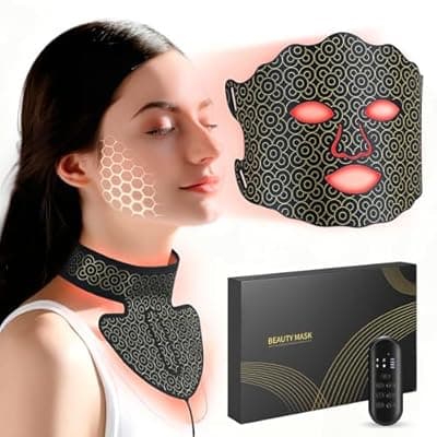 [Yenjuty] Yenjuty Red Light Therapy for Face & Neck, 7-Color LED Light Therapy Mask, 2600mAh Rechargeable Red Light Mask for Skin Care,With Adjustable Brightness & Timer, Suitable for Home or Travel Use
