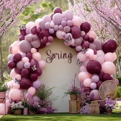 [feilebalon] Dusty Purple Pink Balloon Arch Kit Double Stuffed Dark Purple Plum Pastel Pink Lavender Mauve Balloon Garland for Baby Shower Birthday Wedding Valentine's Day Butterfly Party Decoration