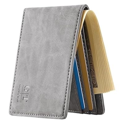 [Gostwo] Gostwo Mens Wallet RFID Blocking Slim Minimalist Bifold Wallet with ID Window & Business Card Holder, Thin Front Pocket Design, Stylish Wallet for Men, Teen, Boyfriend, Husband