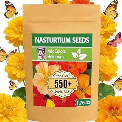 [LUOJIBIE] LUOJIBIE Nasturtium Seeds, 550+ Mixed Colors Large Blooms Seeds Bulk Pack, Nasturtium Seeds for Planting 2026, High Germination Non-GMO, Wildflower Seeds for Planting Indoor Outdoor, Open Pollinated