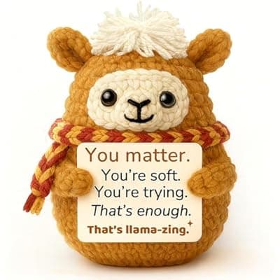 [Krinisou] Krinisou Positive Animals Crochet Llama, You Matter Emotional Encouragement Alpaca Plush with Support Card, Uplifting Comfort Thinking of You Stress Relief Gift for Women Men Friend