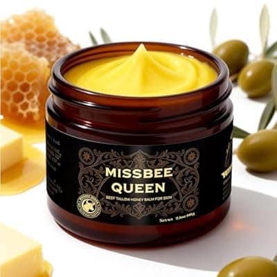 [MISSBEE QUEEN] Beef Tallow for Skin & Face | Tallow and Honey Balm | Anti-Aging Cream | Oily & Sensitive & Dry Skin | Based Supplies Organic Grass-Fed Beef Tallow Honey | Travel Size | 2.1 oz / 60g | Night Cream