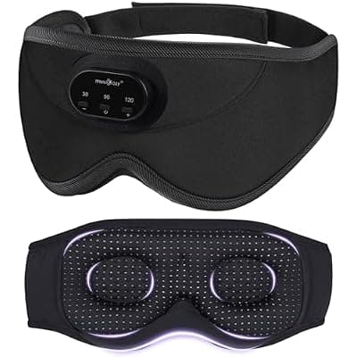 [MUSICOZY] MUSICOZY 3D Bluetooth Sleep Mask with Headphones and Timer, Wireless Sleep Headphones for Side Sleepers, Eye Mask with Bluetooth Headphone, Unique Gifts for Men Women, Black