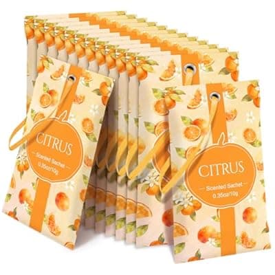 [STRN] STRN Scented Sachets for Drawer and Closet, Citrus Scent Long-Lasting Sachets, 14 Packs for Home Fragrance, Small Space Air Freshener for Wardrobes