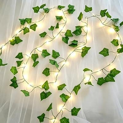 [Zelix] Zelix 2 Pack 6.56 Ft Vine with Fairy Lights Battery Operated, 80LEDs Artificial Ivy Garland Vine String Lights, Hanging Ivy Lights for Bedroom Garden Wall Wedding Birthday Party Outdoor Indoor Decor